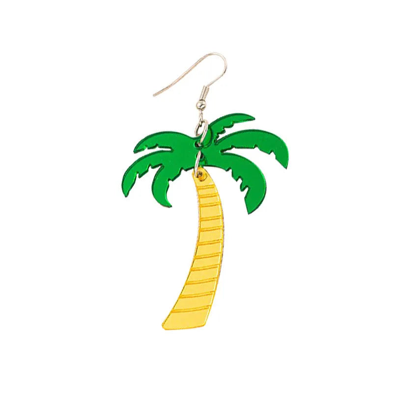 Acrylic coconut jackfruit drop-shaped ear hooks on ear wire, shown in one of five colour styles.