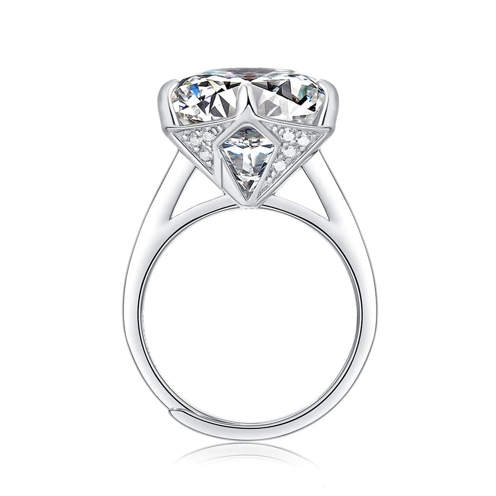 Moissanite adjustable mouth inlaid ring for women round geometric fashion OL style electroplated