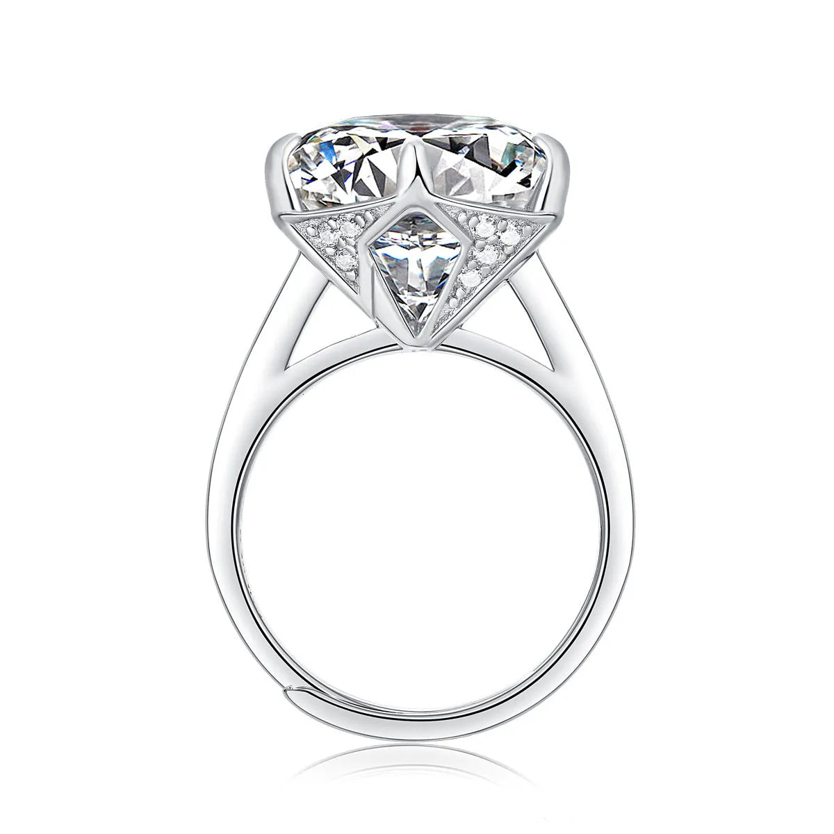 Moissanite adjustable mouth inlaid ring for women round geometric fashion OL style electroplated