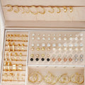 108-piece set of gold and yellow geometric round pearl alloy earrings for women.
