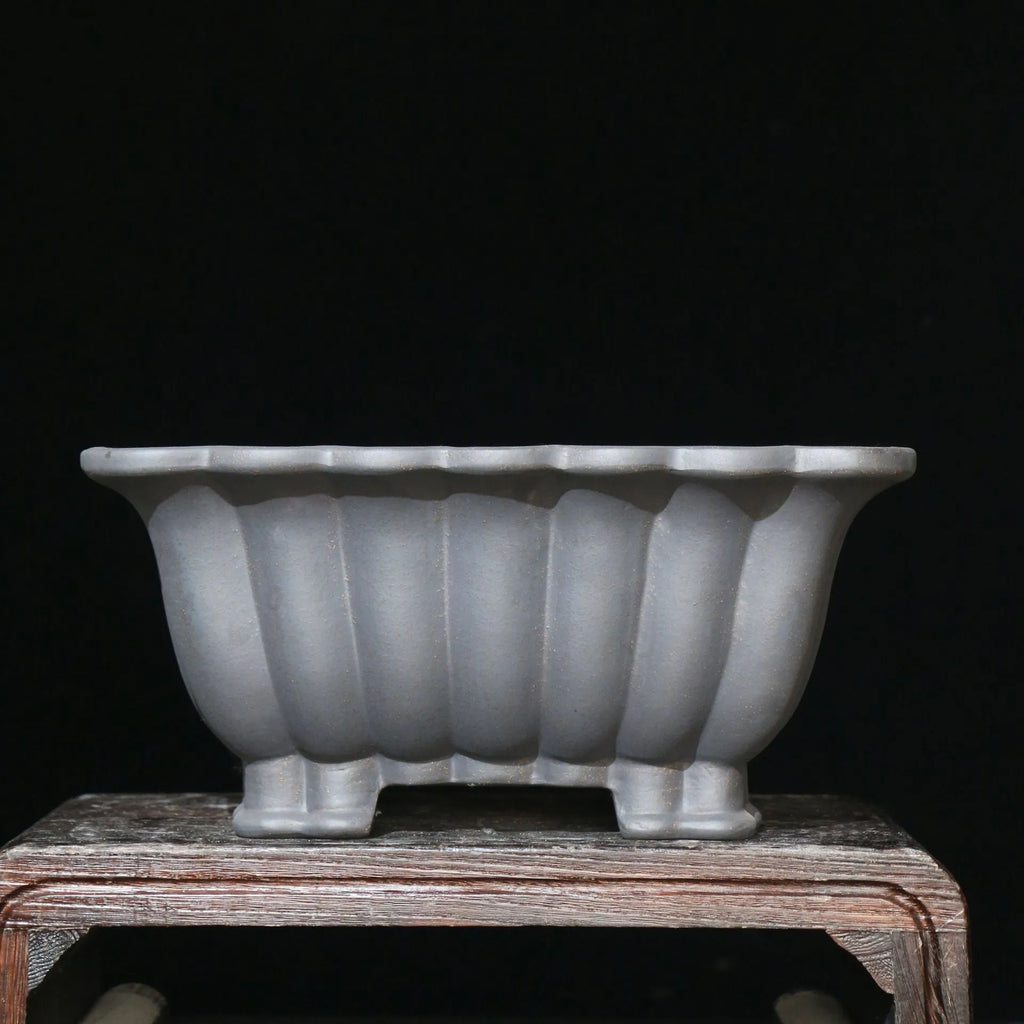 Purple sand ceramic square bonsai pot with 37x15cm inner dimensions for desktop display