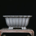 Purple sand ceramic square bonsai pot with 37x15cm inner dimensions for desktop display