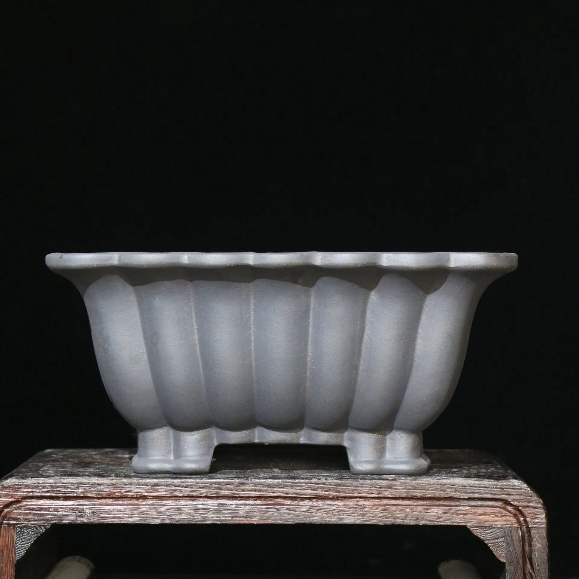 Purple sand ceramic square bonsai pot with 37x15cm inner dimensions for desktop display