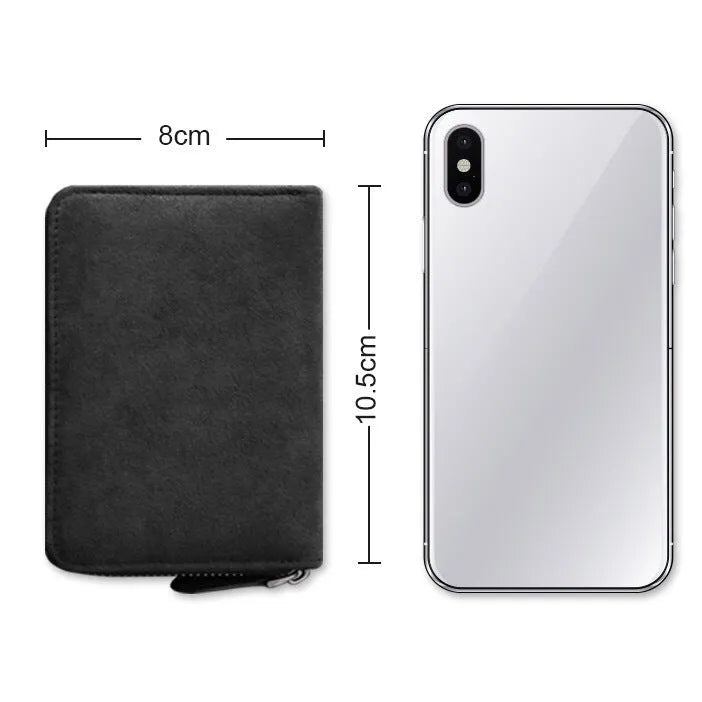Men's anti-degaussing card holder in advanced gray with 11 card slots, PU suede finish
