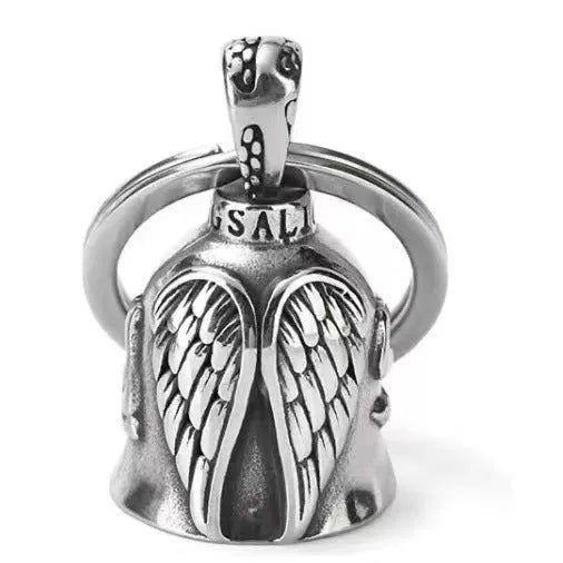 Vintage angel feather necklace and keychain set with white wings design in electroplated alloy