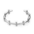 Stainless steel C-shaped bracelet with rivet-shaped bean beads in gold tone