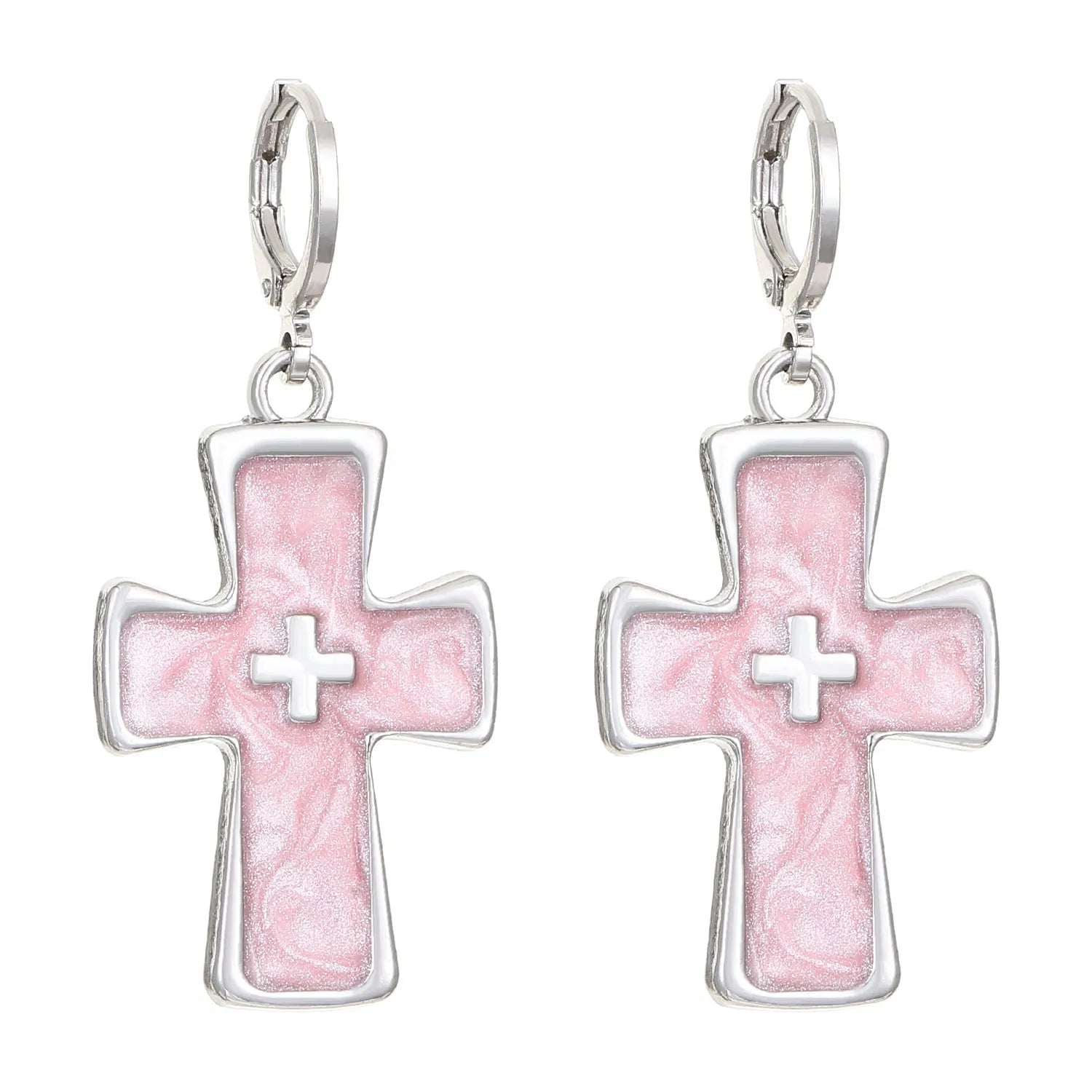 Women's alloy earrings with cross crystal designs in multiple colour options