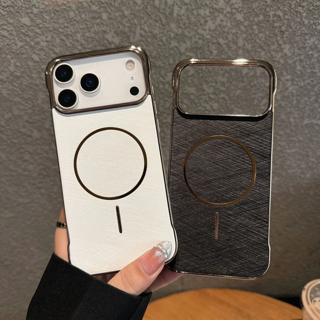 Electroplated magnetic phone case for iPhone 17 in multiple colours showing half-pack design.