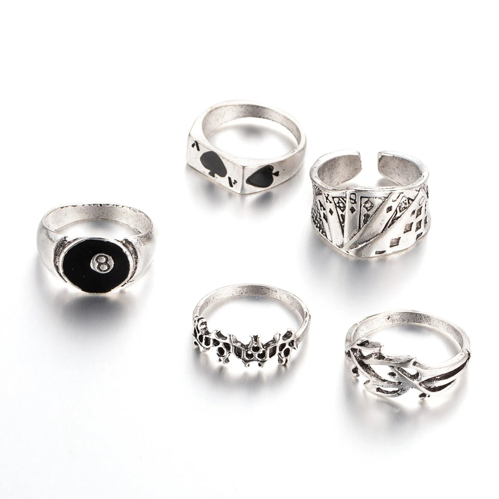 Black alloy ring with retro spade card poker design