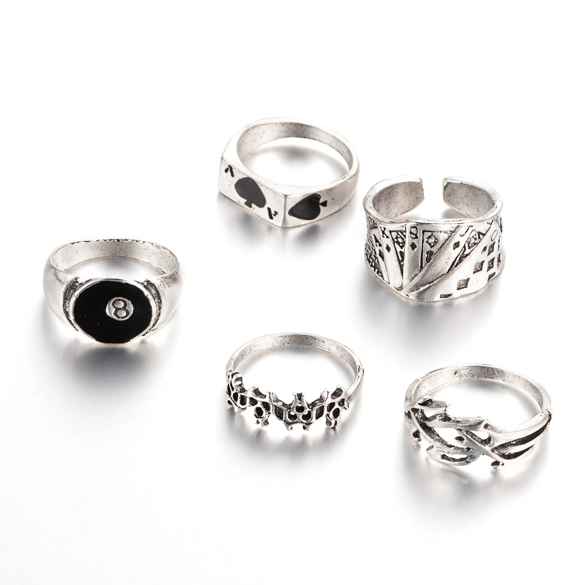 Black alloy ring with retro spade card poker design