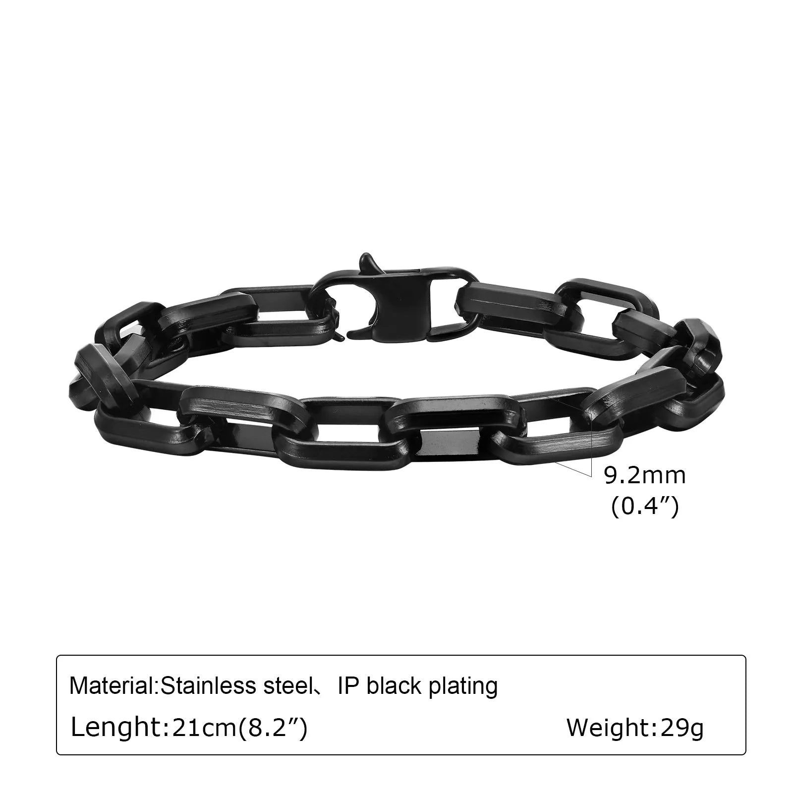 Men's titanium steel bracelet with a simple square chain design in a choice of colours.