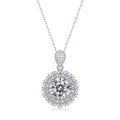 S925 silver necklace with round moissanite pendant on a ball bead chain, 5 karat moissanite option