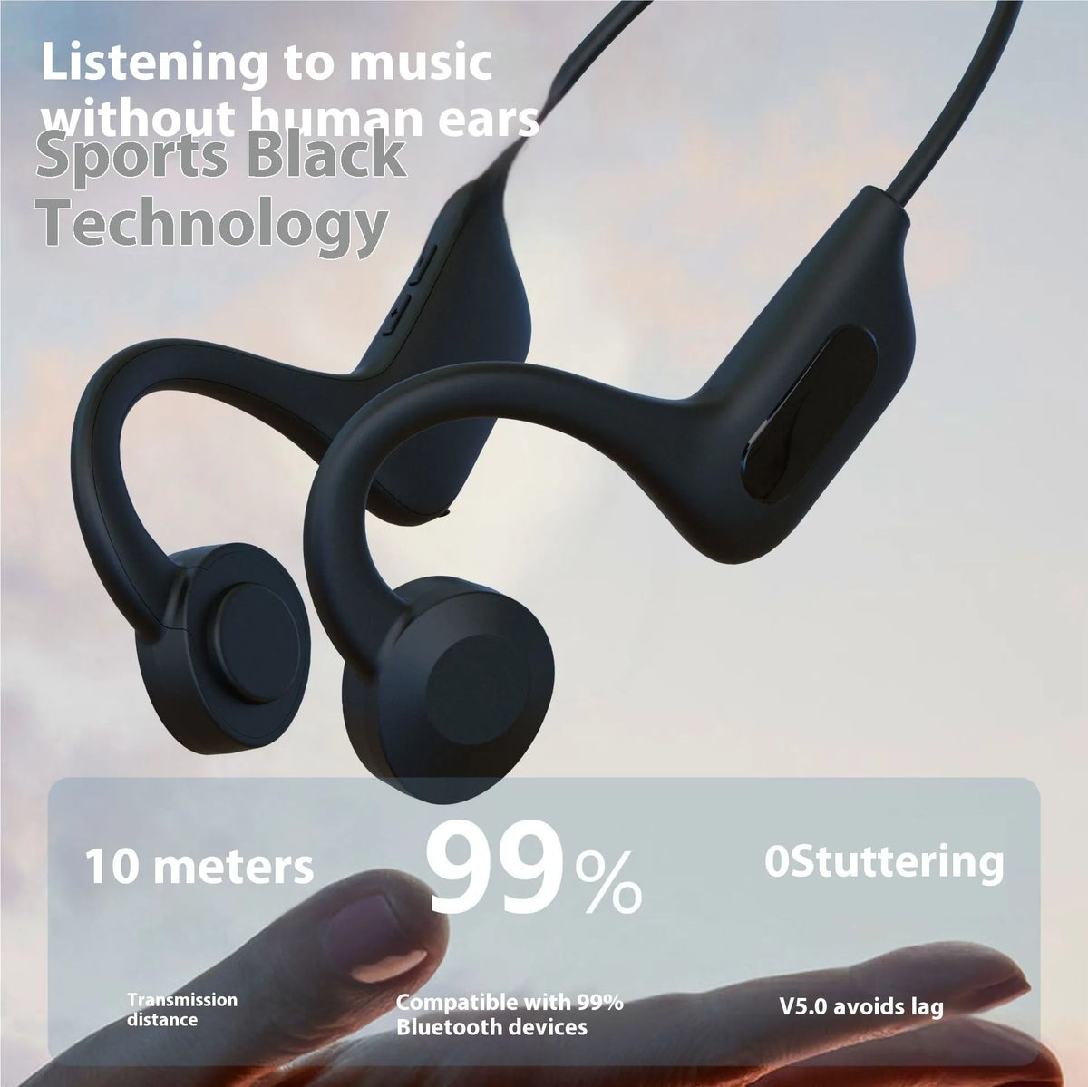 YYK-Q33 Bluetooth bone conduction wireless headset Q33 Black ABS earpiece ear-mounted design