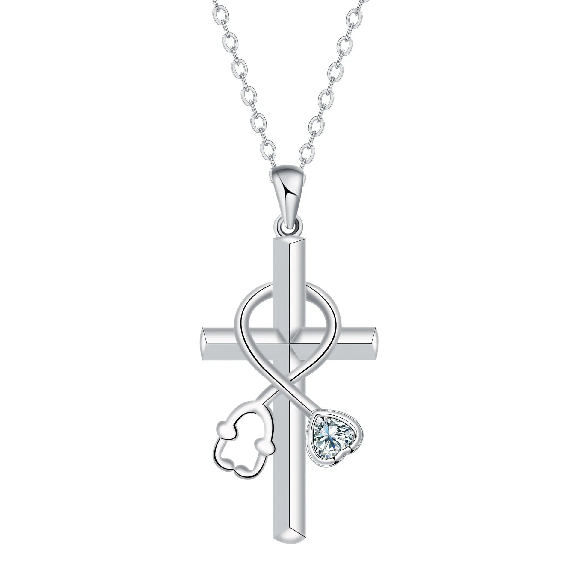 Original design cross stethoscope necklace with electroplated copper pendant and chain