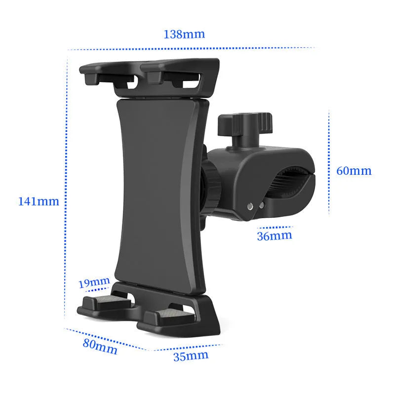Black bicycle handlebar phone and tablet mounting bracket for cycling navigation