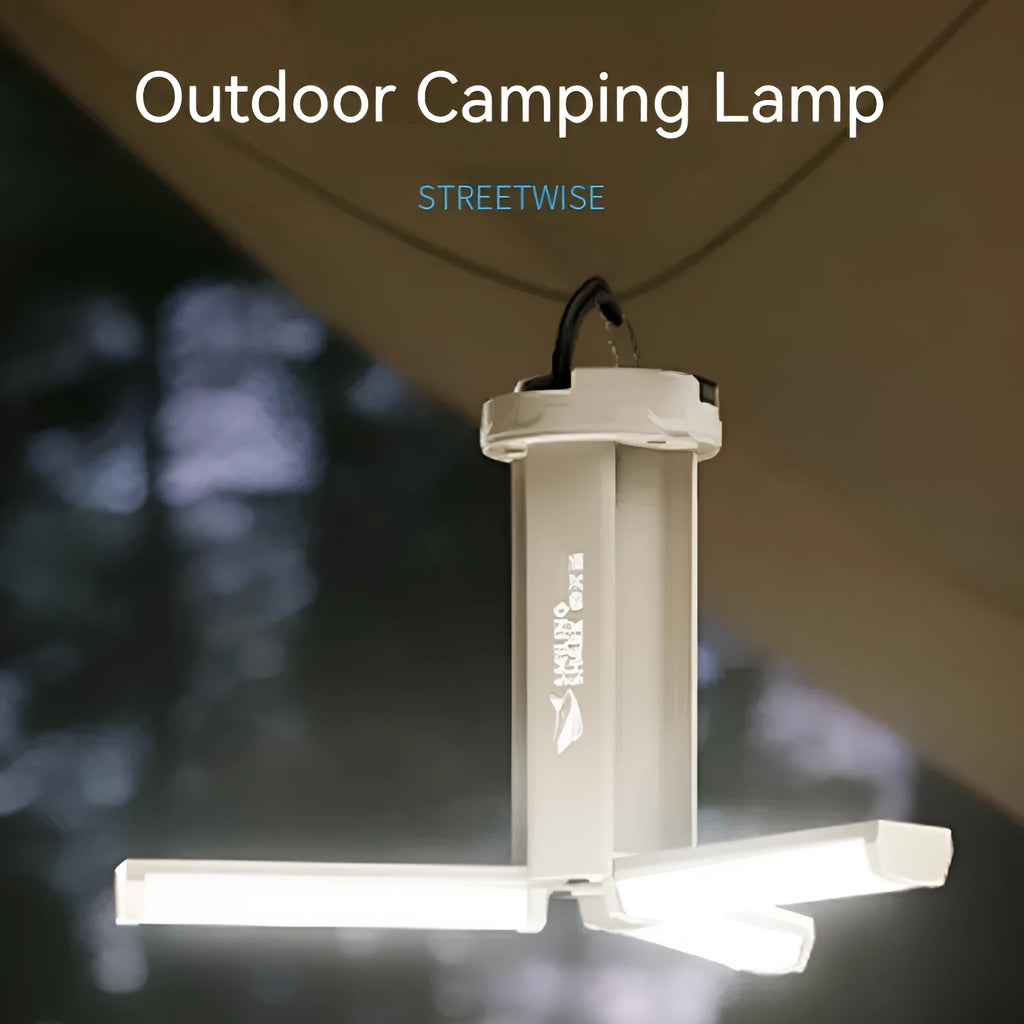 LY-0287 magnetic camping lamp showing blue LED indicators and square ABS PC housing