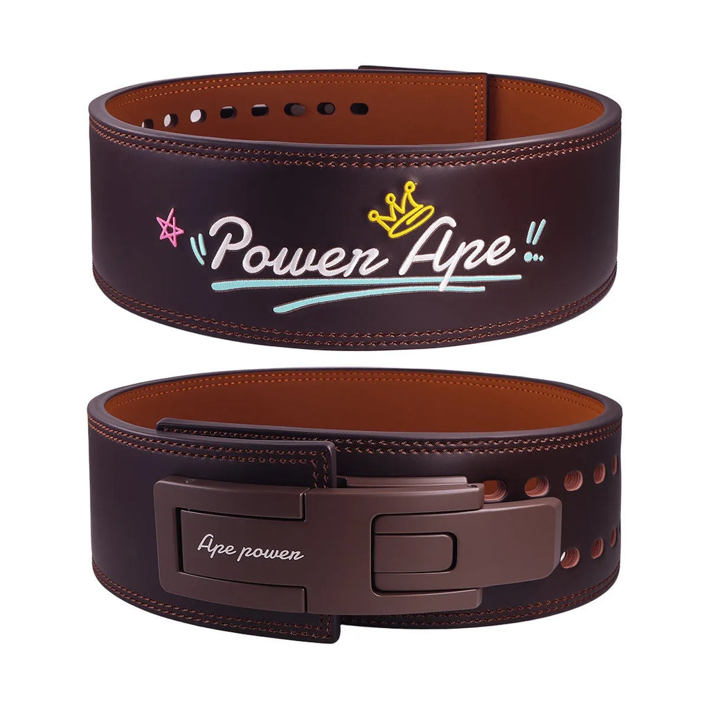Cartoon full cowhide leather fitness belt in brown colour showing waist support design for bodybuilding