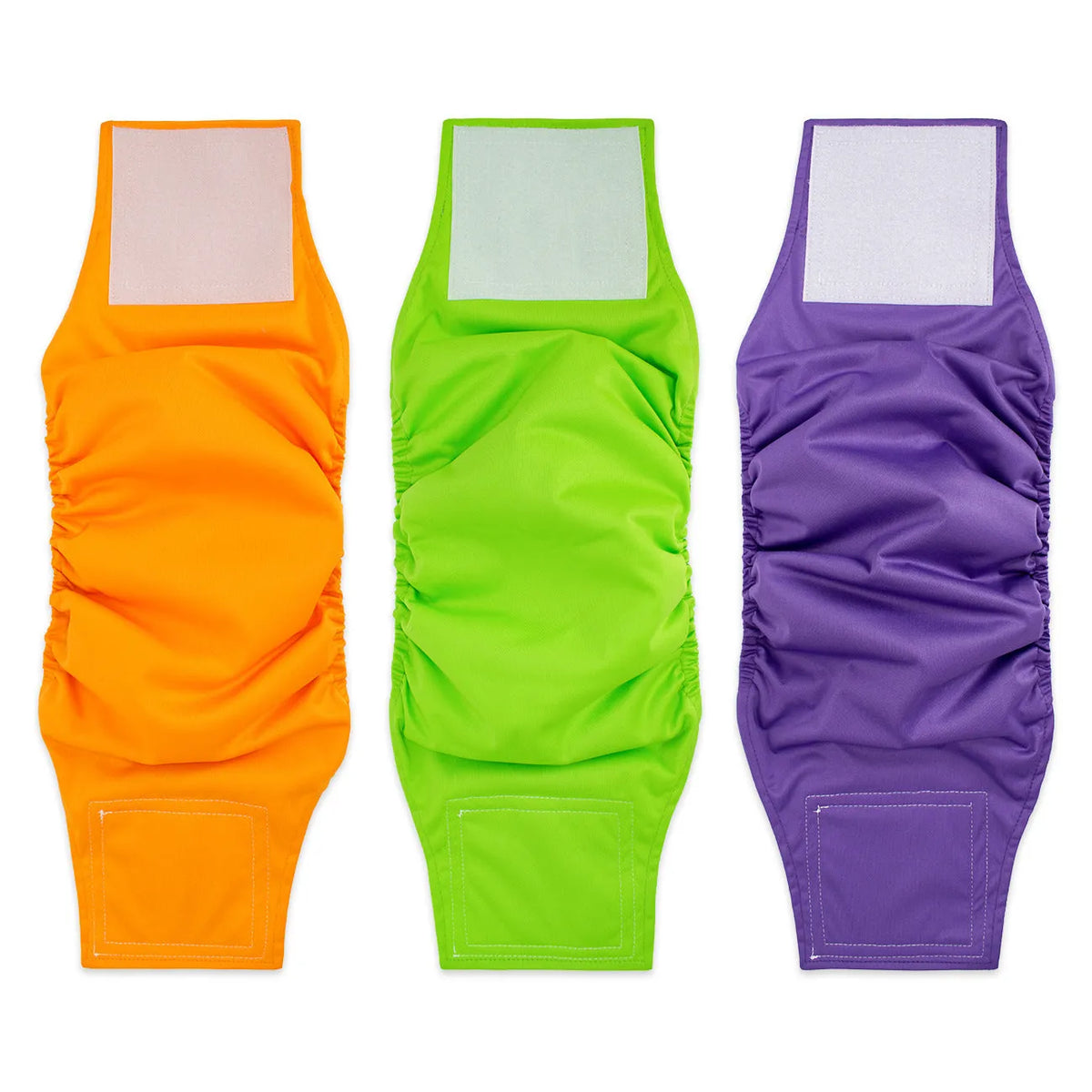 Male dog diaper in polyester, wrap style for male dogs, sizes S-XL, multiple colours.