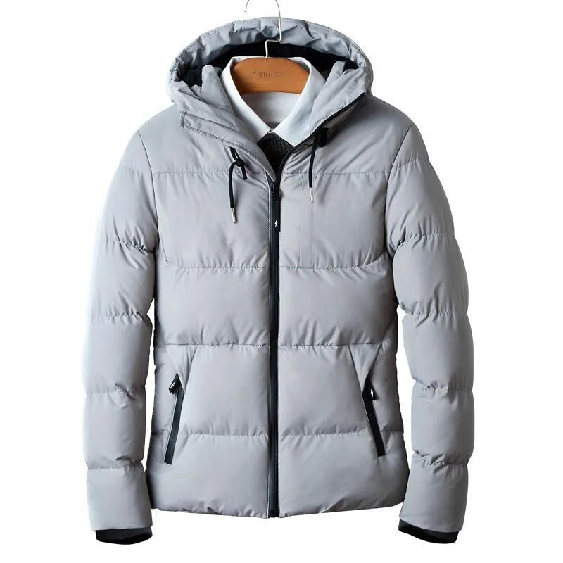 Men's casual solid colour polyester coat in red, grey, black, dark blue, sizes M to XXXXL