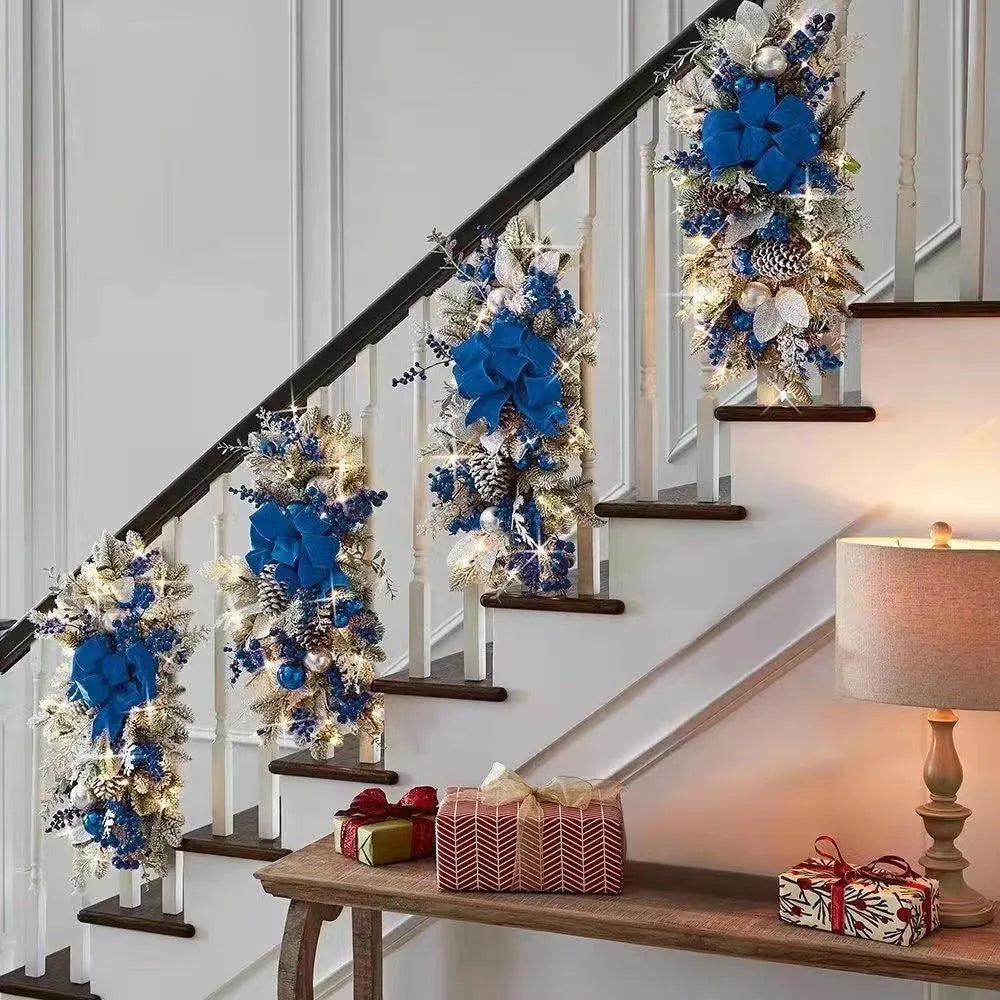 Christmas door hanging decoration in plastic, 50 x 30 x 6cm, with bell wreath or stair ornament style options.