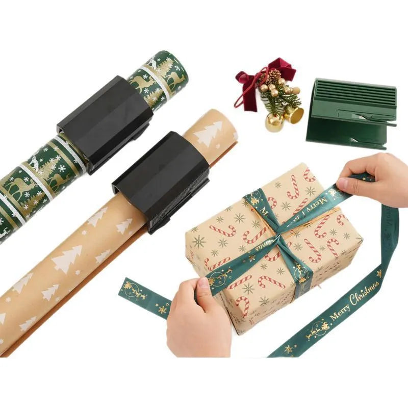 Plastic paper cutter for roll paper and packaging in black, red, or green colours