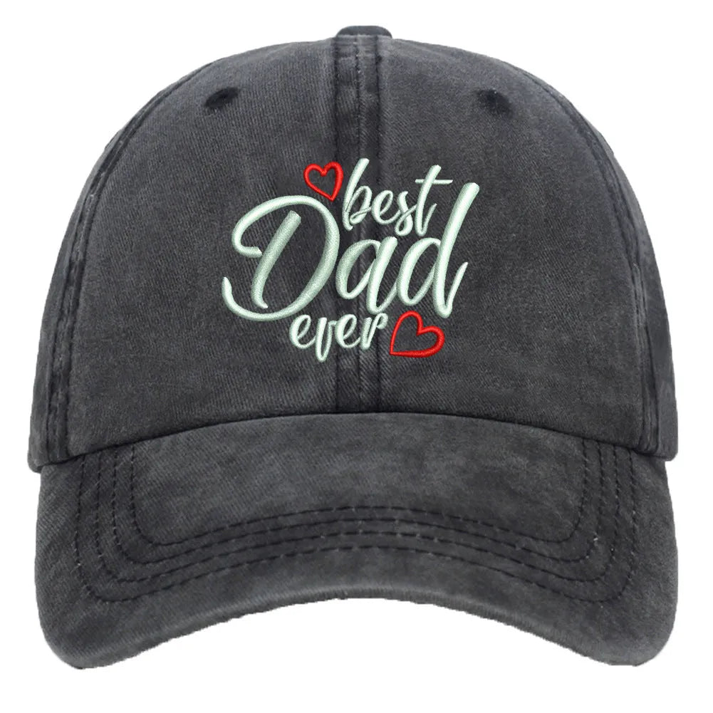 Washed cotton embroidered letter baseball cap with adjustable strap in blue colour