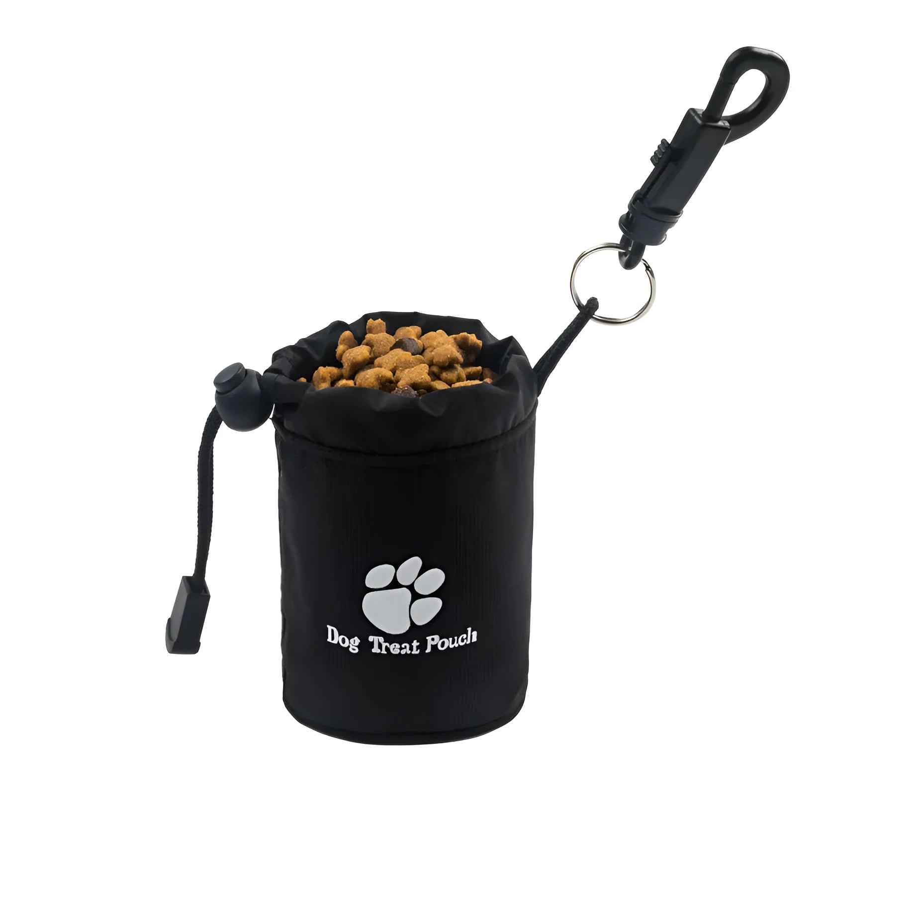 Mini solid colour nylon dog training snack bag in red, shown closed.