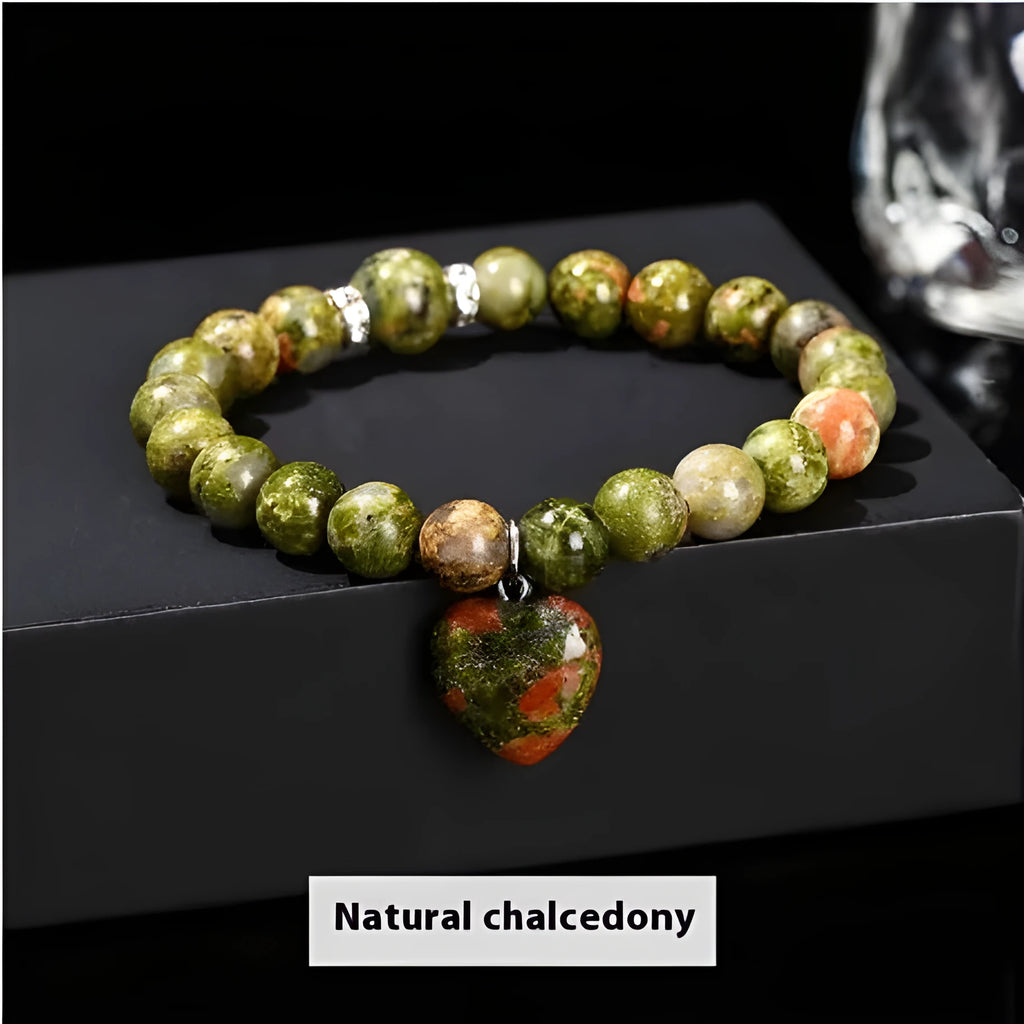 Handmade Tigereye crystal pendant bracelet with six natural gemstones in geometric design