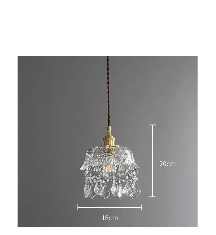 Modern crystal glass ceiling lamp with warm light for porch corridor bedside