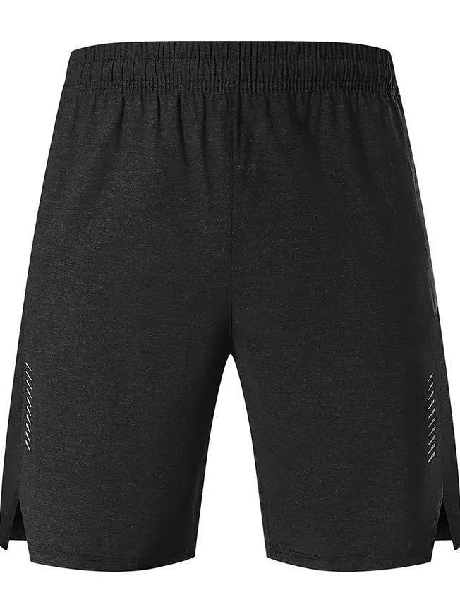 Men's forest green spandex casual shorts with mid-waist fit on a neutral background.
