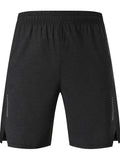 Men's forest green spandex casual shorts with mid-waist fit on a neutral background.