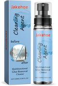Multifunctional glue removal cleaner in a clear PET bottle, 3.8x15.3cm, on a white background