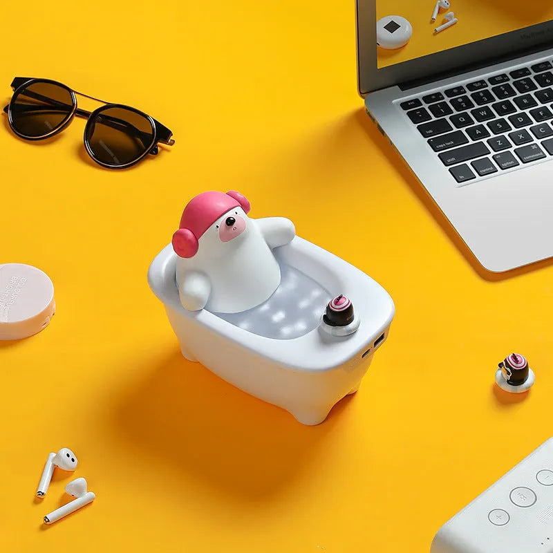 White USB-powered air humidifier and aromatherapy diffuser unit on a desk.