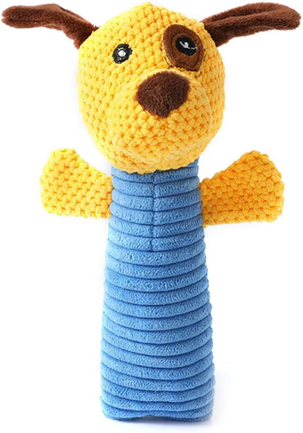 Squeaky plush dog chew toy in animal shape with cleaning massage texture