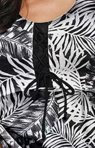 Women's fashion split bow bikini swimsuit set in a sexy pattern style, shown in available colours.