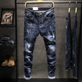 Men's slim fit skinny jeans in cotton denim with micro elasticity fabric available in dark blue and light blue