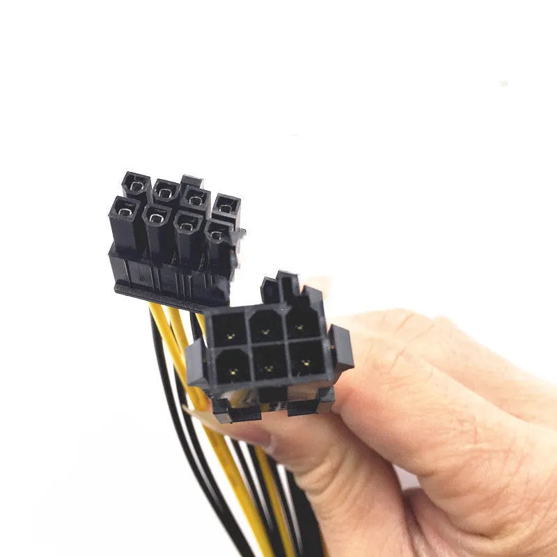 6-pin to 8-pin graphics card power extension cable showing both connector types