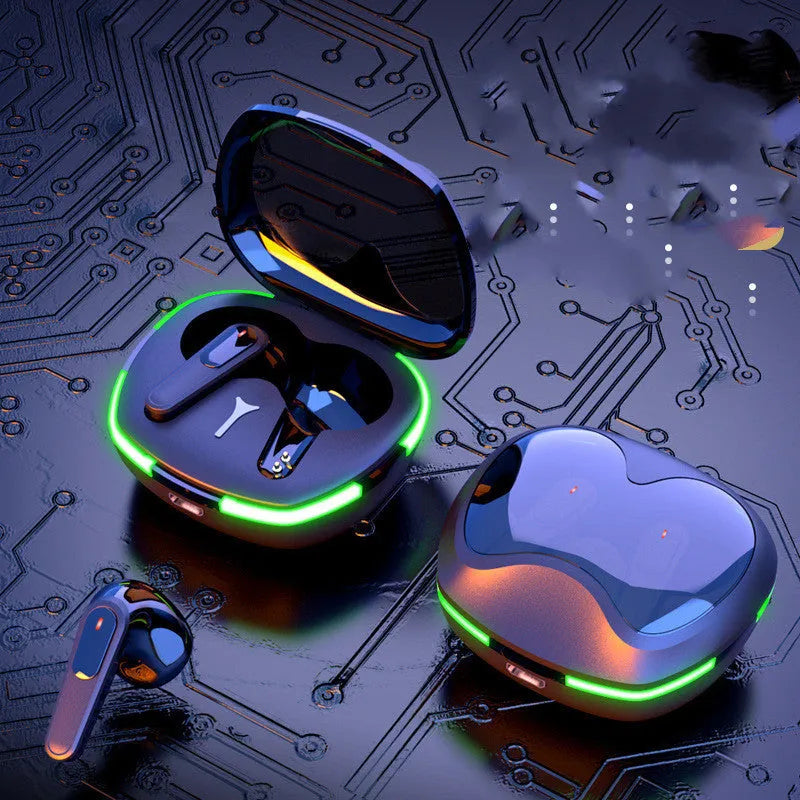 Black matte-finish Bluetooth headset with half-in-ear design and a USB charging case