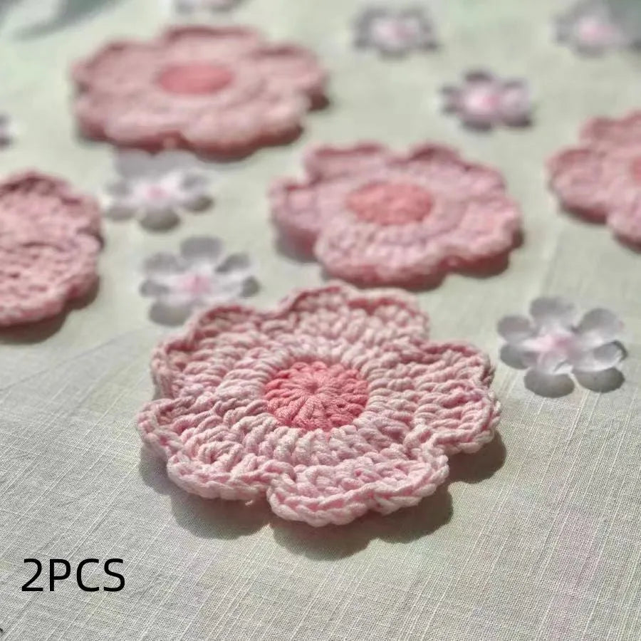 Hand-woven wool coaster in natural colour protecting wooden table from drink
