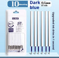A 10-pack of quick-drying gel pen refills in black, blue, red, and ink blue colours for bullet point pens.