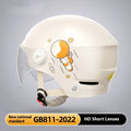 Khaki coloured open-face motorcycle half helmet with a removable tinted sun visor attached, shown on a white background.