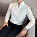Men's long sleeve denim shirt slim fit black blue white options