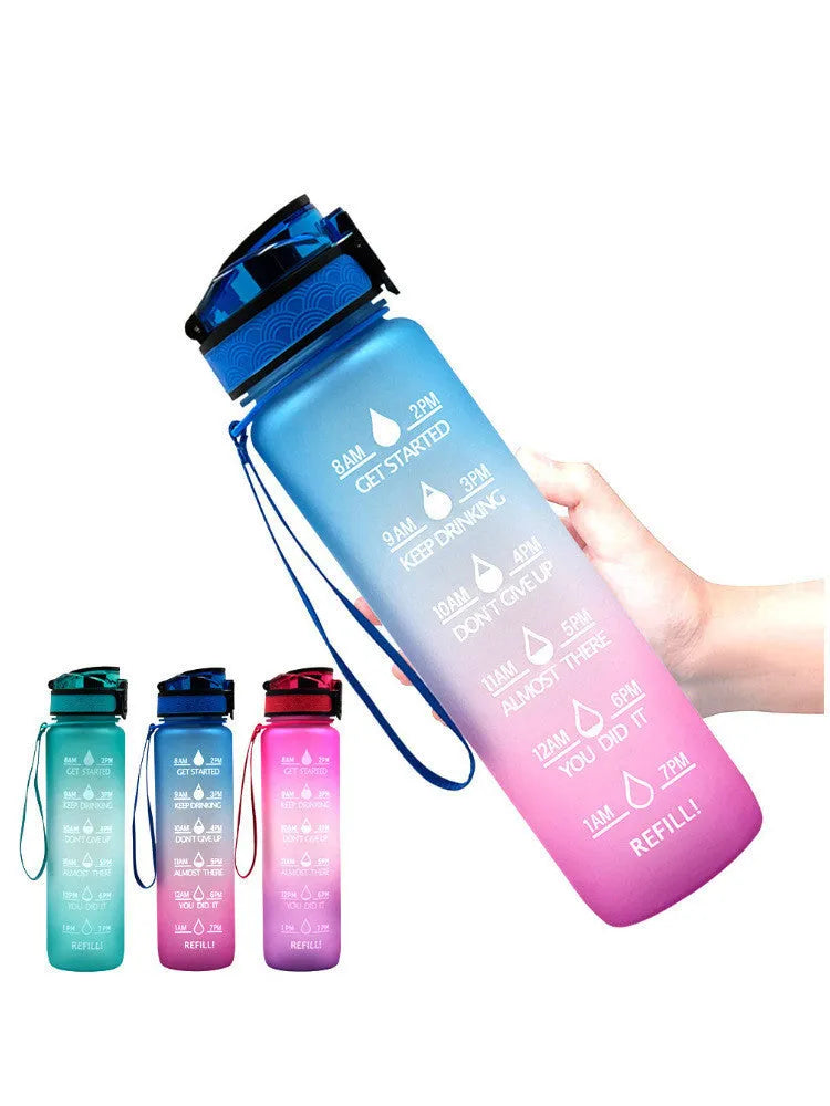 Clear transparent Tritan sports water bottle with 1000ml capacity and infuser