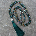 108-bead India agate necklace with 6mm geometric stone beads for gifting