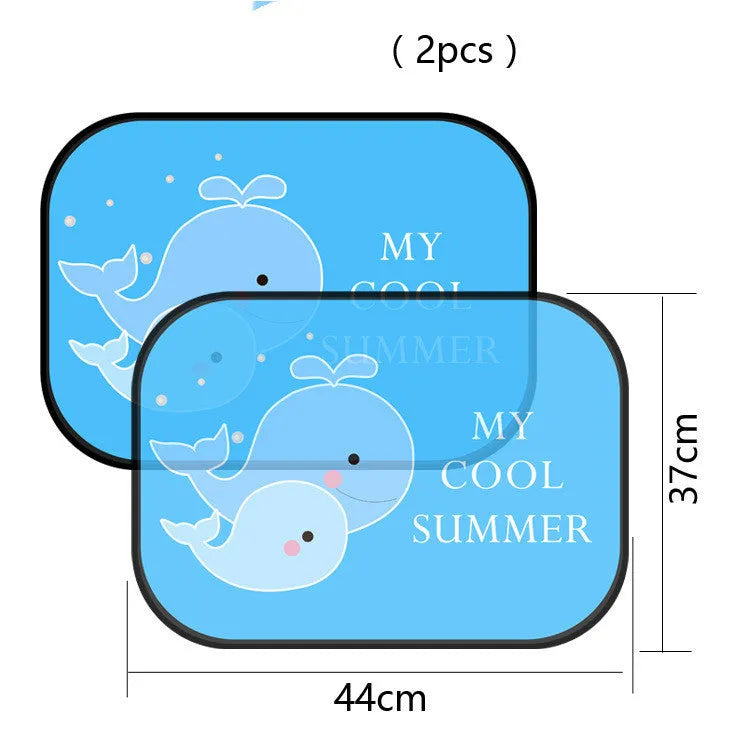 Electrostatic adsorption nylon mesh car side window sunshade with animal pair design options