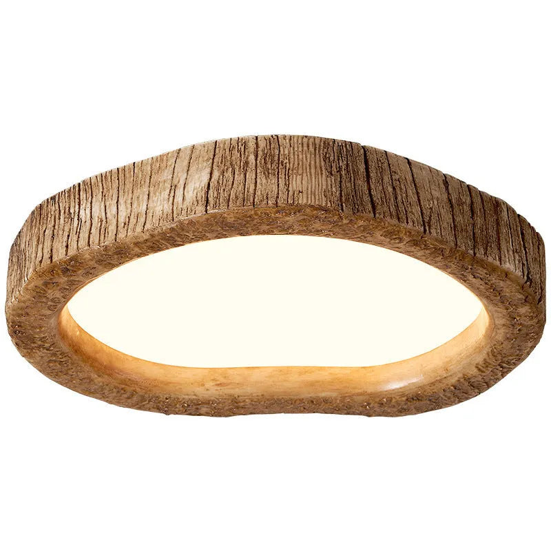 Round wood grain finish ceiling lamp in a new Chinese style for bedrooms.