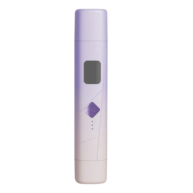 Women's digital display USB-rechargeable body hair removal shaver in gradient purple colour.