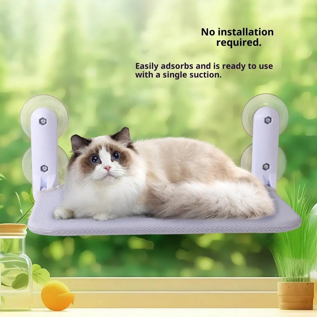 Cat hammock window suction cup hanging hammock with washable cover mesh in beige