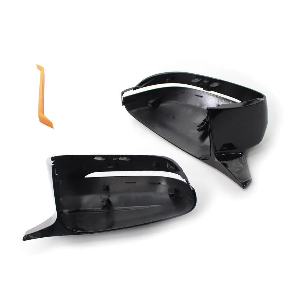 Two bright black ABS plastic mirror shells for BMW 3 Series G20 G28 G30 models