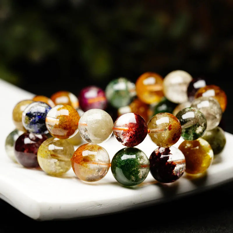 Colourful crystal ball bracelet in ethnic style with retro elements measuring 10mm